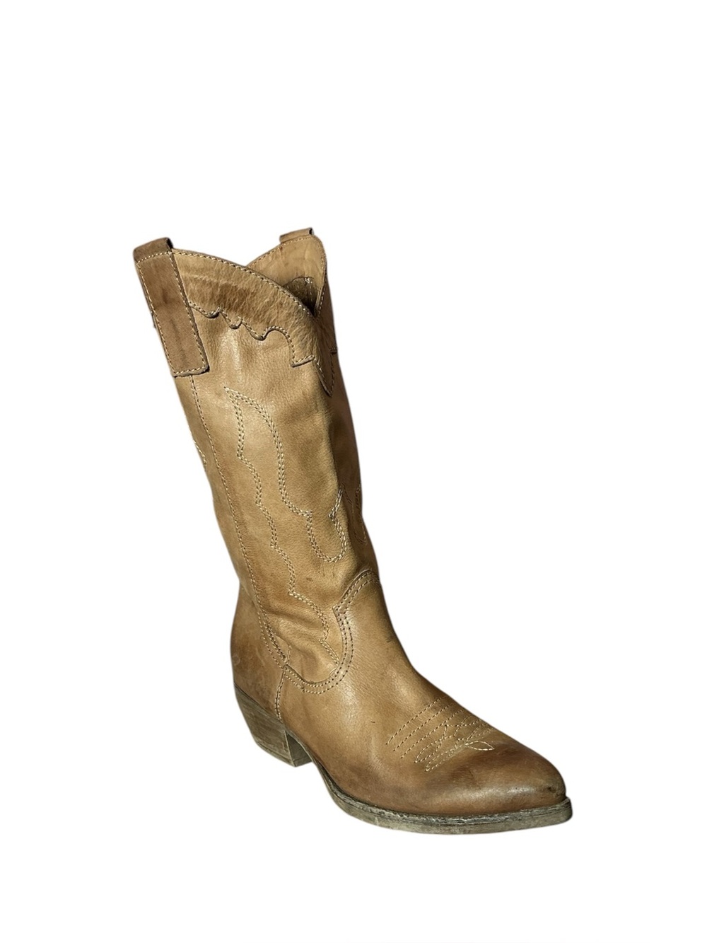 Vintage Womans Vera Pelle Point Toe Leather Cowboy Boot